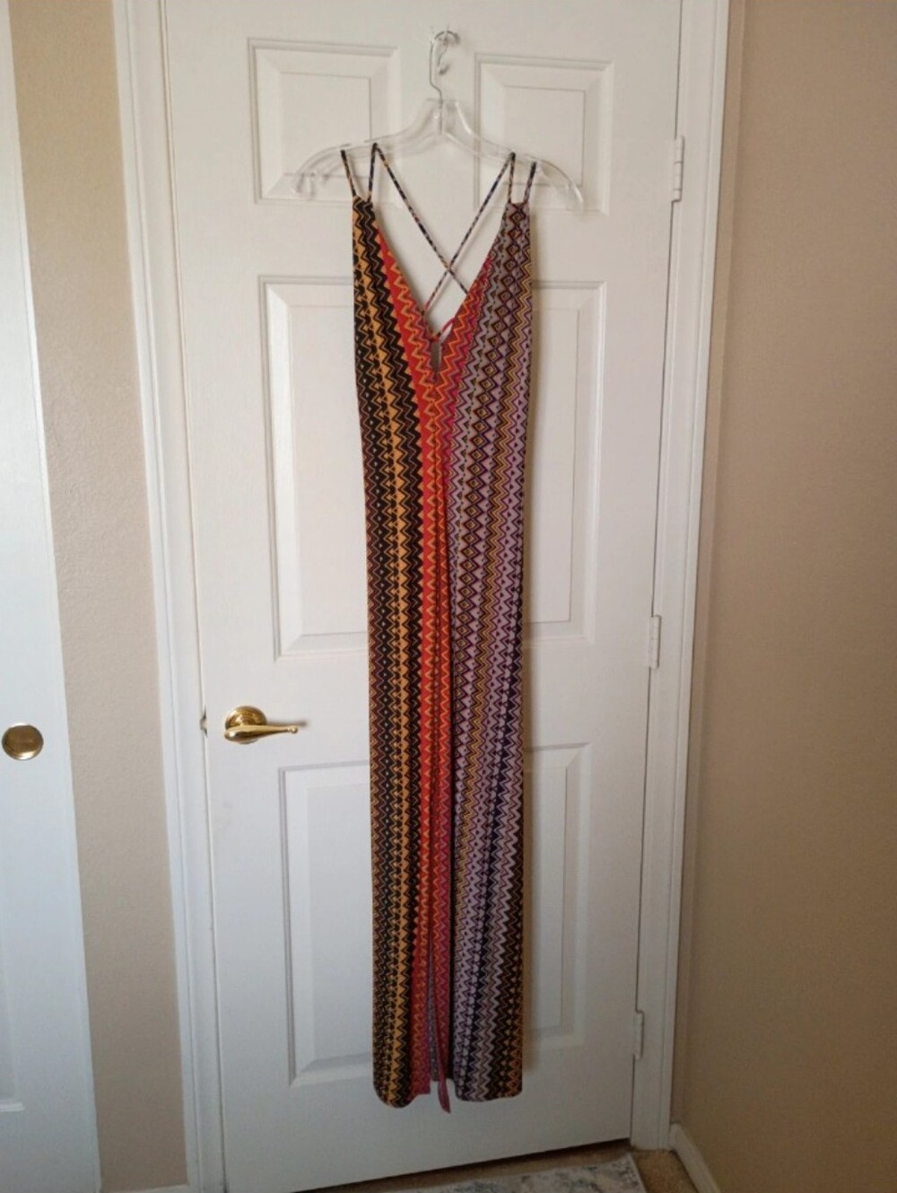 S-Twelve Multicolor Bodycon Zigzag Maxi Dress Size Medium